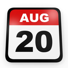 August 20. Calendar on white background.