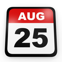 August 25. Calendar on white background.