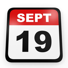 Fototapeta premium September 19. Calendar on white background.