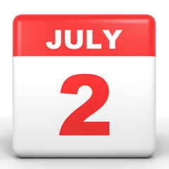 July 2. Calendar on white background.