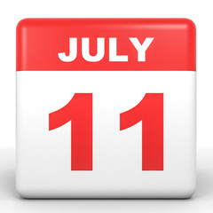July 11. Calendar on white background.
