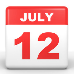 July 12. Calendar on white background.