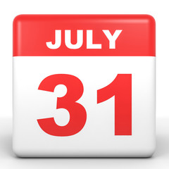 July 31. Calendar on white background.