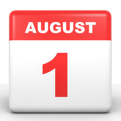 August 1. Calendar on white background.