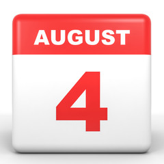 August 4. Calendar on white background.