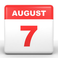 August 7. Calendar on white background.