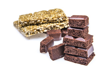 chocolate pieces and kozinaki 