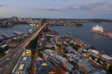 Fototapeta premium Aerial urban landscape view of Sydney Harbour Sydney New South W