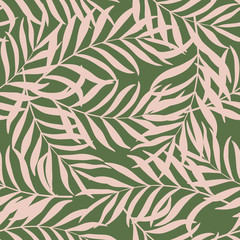 Tropical background with palm leaves. Seamless floral pattern