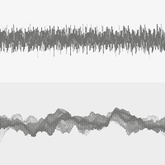 Segmented vector audio waves. Advanced digital music visualization. Monochrome illustration of sound frequencies. Element of design.