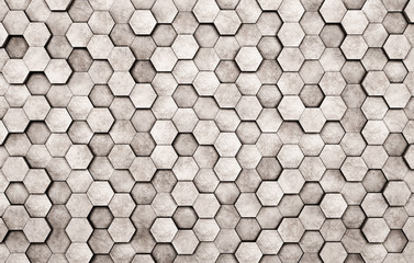 Wall of concrete hexagons as wallpaper or background