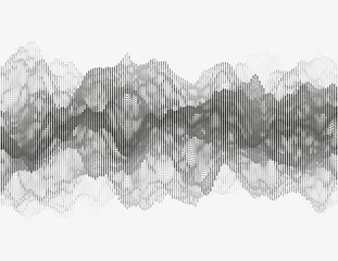 Segmented vector radio wave. Advanced digital music visualization. Detailed audio data analytics. Monochrome illustration of sound frequencies. Element of design. - 125975289