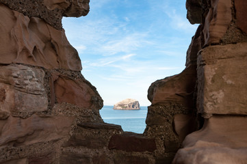 View of Brass Rock Scotland from Tantallon Castle