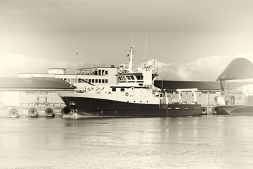 Norway black and white ship background 