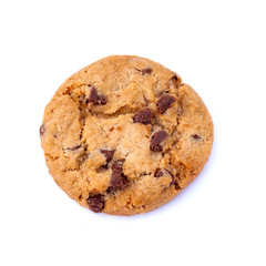 Chocolate chips cookies isolated on white