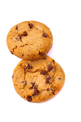 Chocolate chips cookies isolated on white