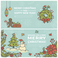 Set of two cartoon Christmas cards