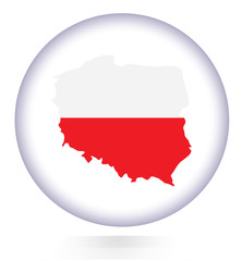 Obraz premium Poland map button with national flag