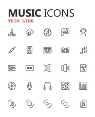 Simple modern set of music and audio thin line icons. Premium symbol collection. Vector illustration. Simple pictogram pack. Editable Stroke. Pixel Perfect.