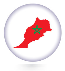 Morocco map button with national flag