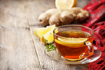 tea with ginger, lemon