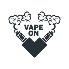 Vector emblem of the electronic cigarette with steam