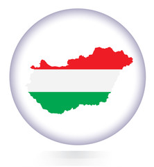 Hungary map button with national flag