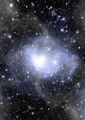 Stars, dust and gas nebula in a far galaxy