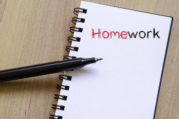 Homework text concept on notebook