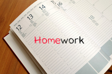 Homework text concept on notebook