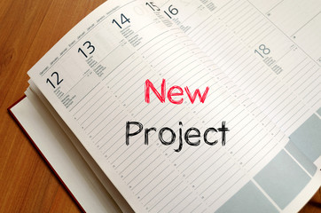 New project text concept on notebook