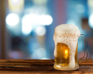 cold light beer mug in a pub
