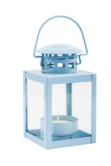 Blue lantern isolated on white