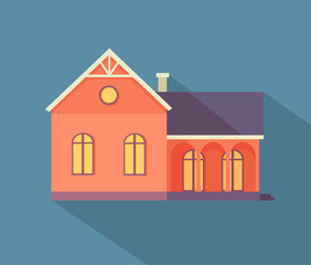 Happy House with Terrace Banner Poster Template.