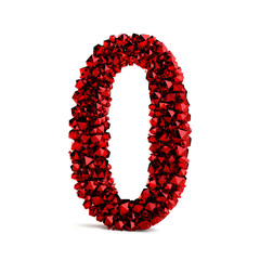 3d red number 0 in diamond over white background. 3d render illustration