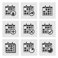Obraz premium Calendar Icons. Events, Progress, Delivery. Vector