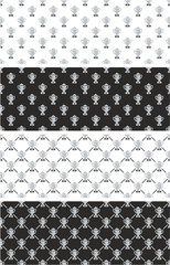 Trophy Or Cup Seamless Pattern Silver Color Set