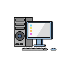 The personal computer on a white background. Vector flat.