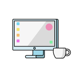 Monitor on a white background. Vector flat.