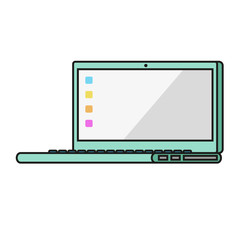 Laptop on white background. Vector flat.