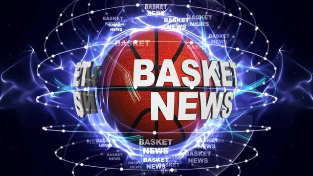BASKET NEWS Text Animation and Ball, Loop, 4k
