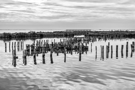Trappole da pesca sul delta del Po a Comacchio