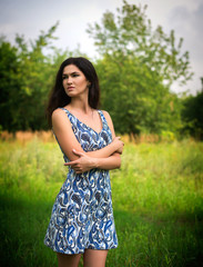 beautiful young girl on the nature
