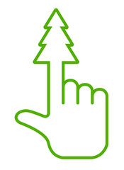 hand pointer with christmas tree