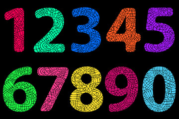 ZENTANGLE NUMBERS DOODLE COLOR NEON