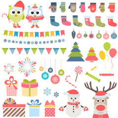 Set of christmas elements