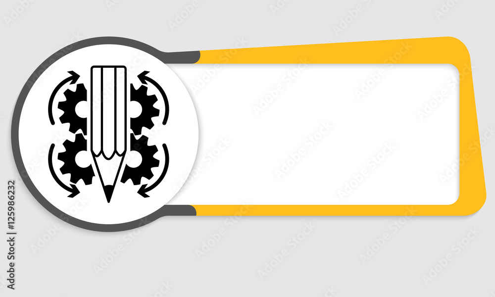 Poster vector abstract box for your text with pencil and cogwheels