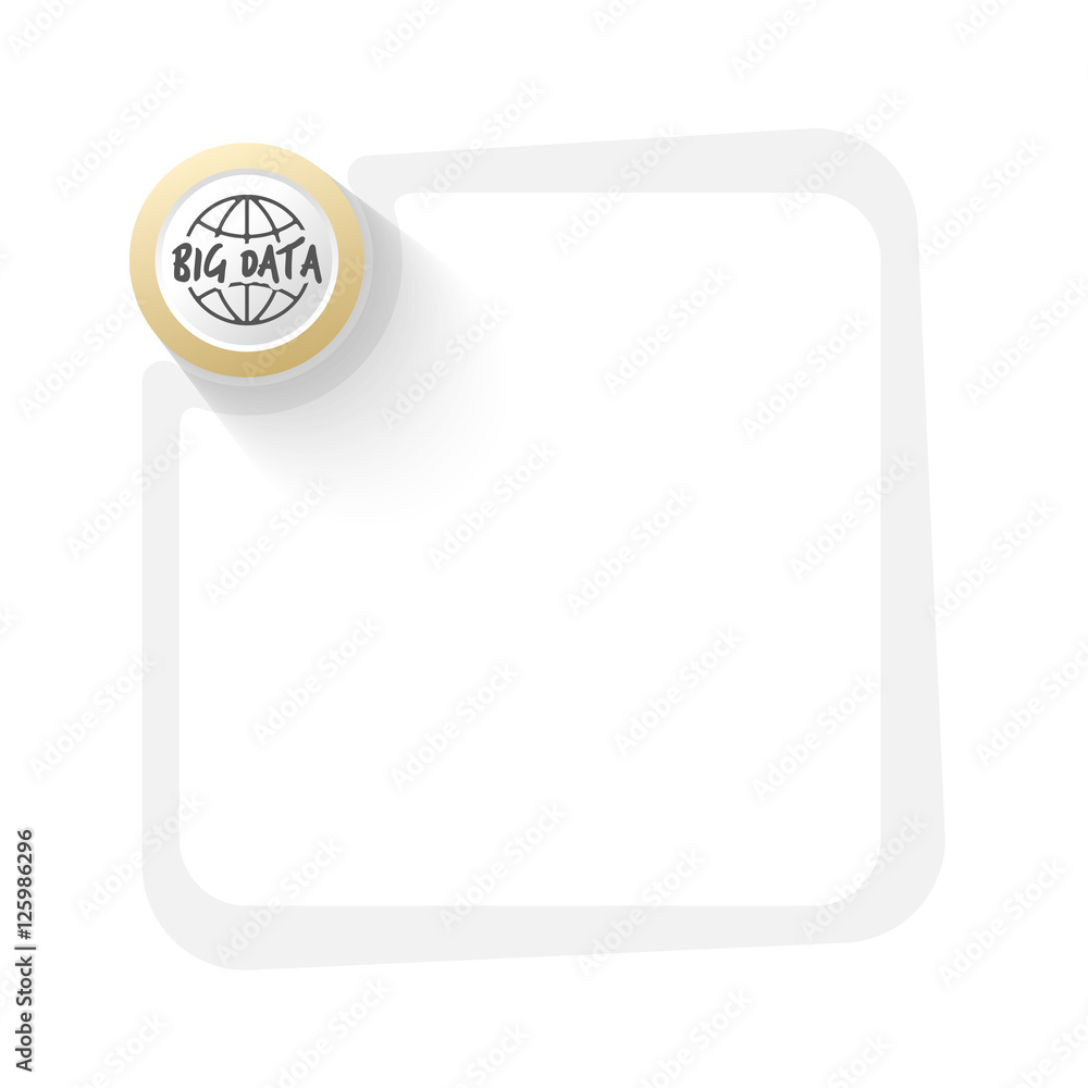 Aufkleber golden circle with globe symbol and gray frame for your text
