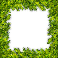 Fototapeta na wymiar Christmas tree branches frame vector background