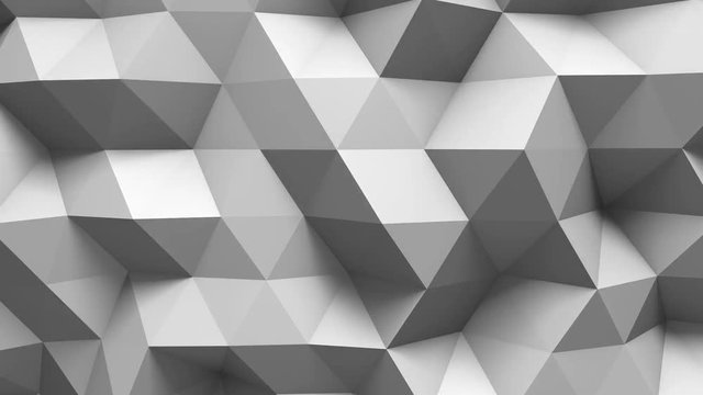 White polygonal surface 3D render. Computer generated seamless loop abstract animation. 4k (4096x2304)